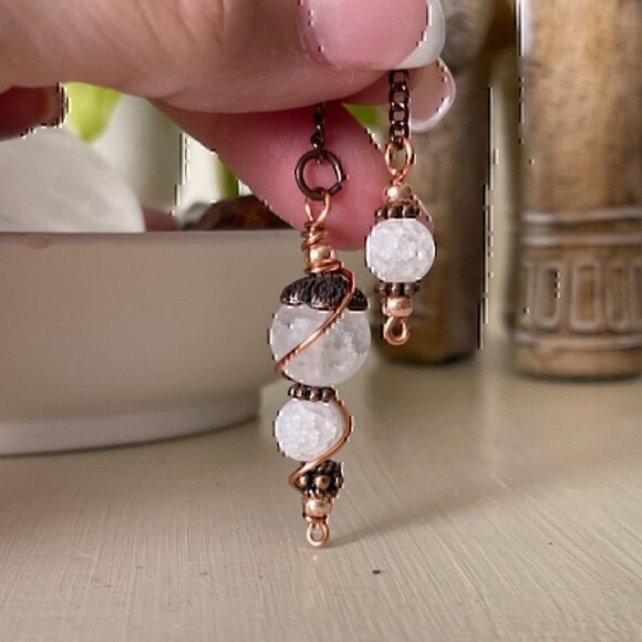 Handmade Quartz Crystal Copper Dowsing Pendulum Set - Picture 3 of 9